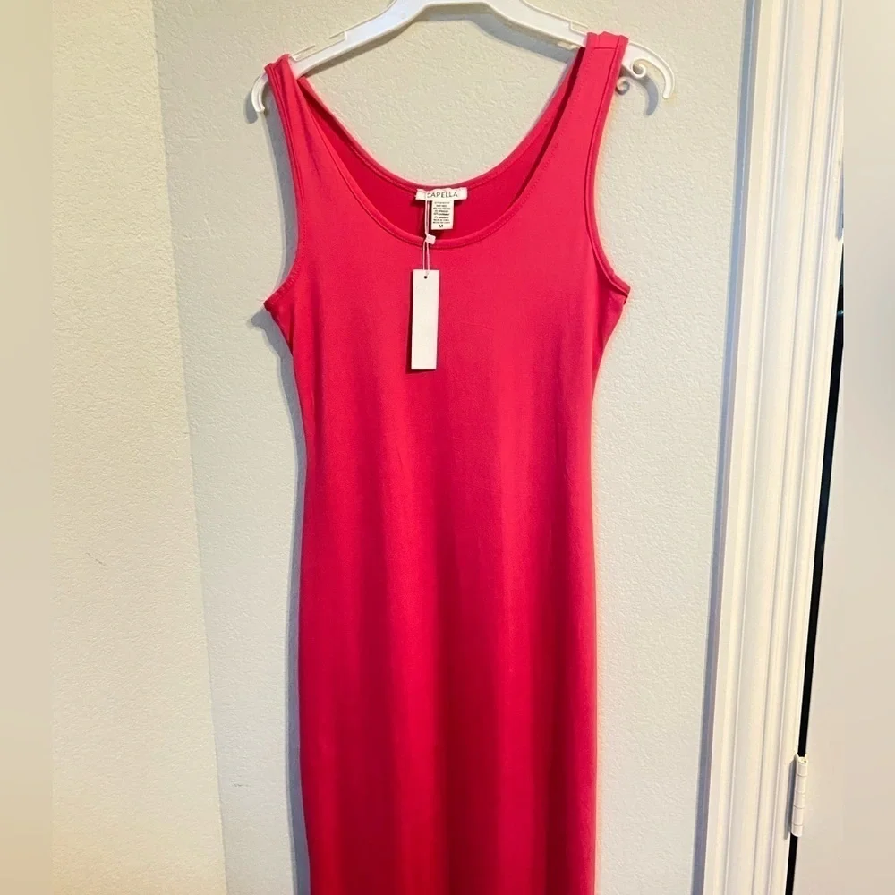 NWT, Hot pink tank maxi dress, Women’s Small soft knit w/ spandex, shirt dress